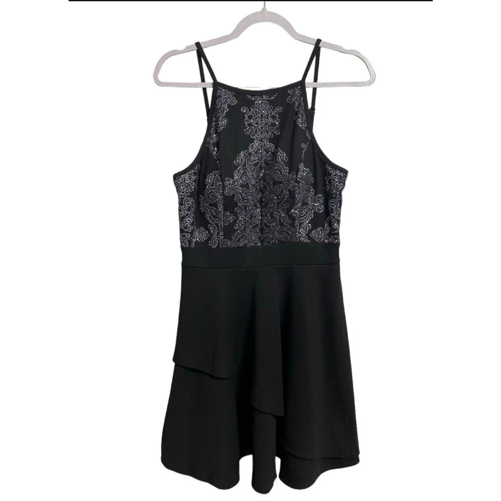 Speechless Women's Semi Formal Fit Flare Dress Sz 11 Black Embroidered Sparkle